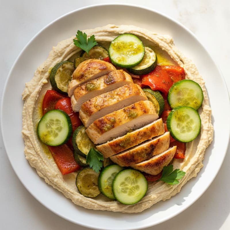 Herb Hummus Platter with Roasted Vegetables