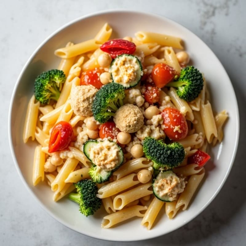 Creamy Cashew Alfredo Pasta with Roasted Vegetables