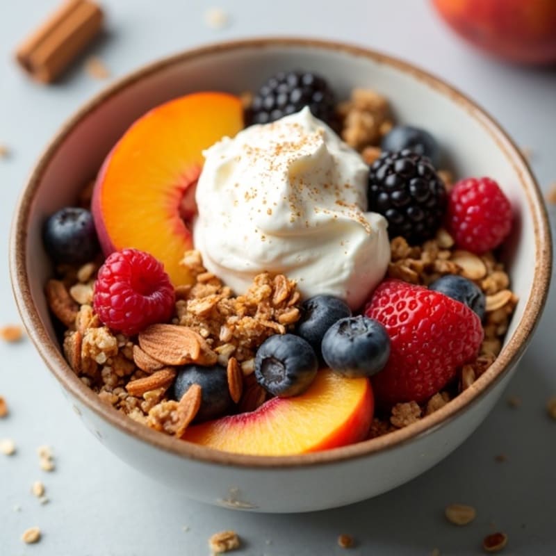 Sweet Baked Peach and Berry Oatmeal Crumble