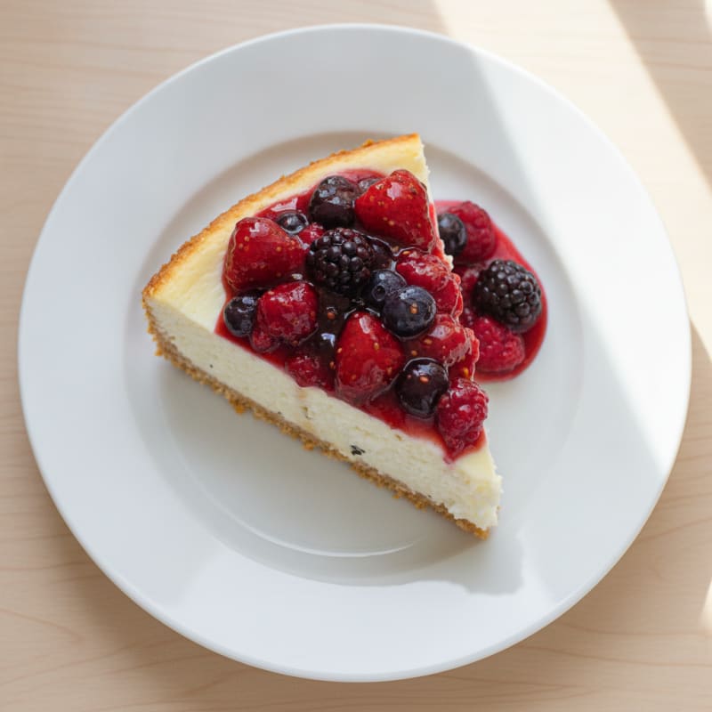 Greek Yogurt Protein Cheesecake with Mixed Berries