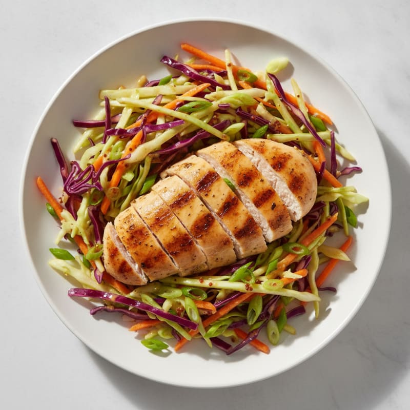Grilled Chicken Breast with Crunchy Cabbage Slaw