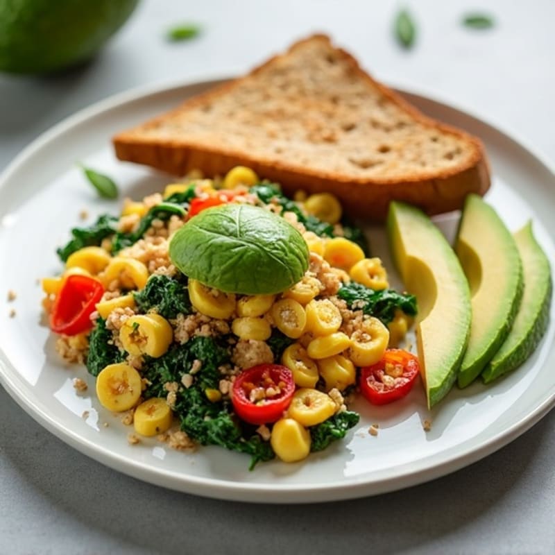 Egg White Veggie Scramble with Lean Turkey and Spinach