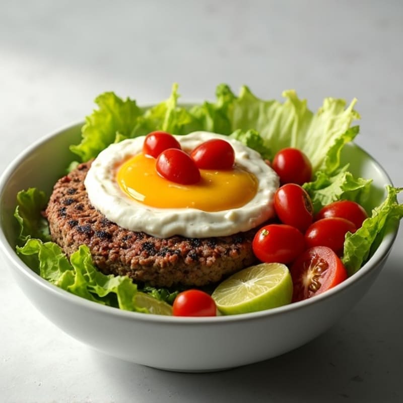 Savory Ground Beef Burger Bowl with Crisp Romaine and Creamy Special Sauce