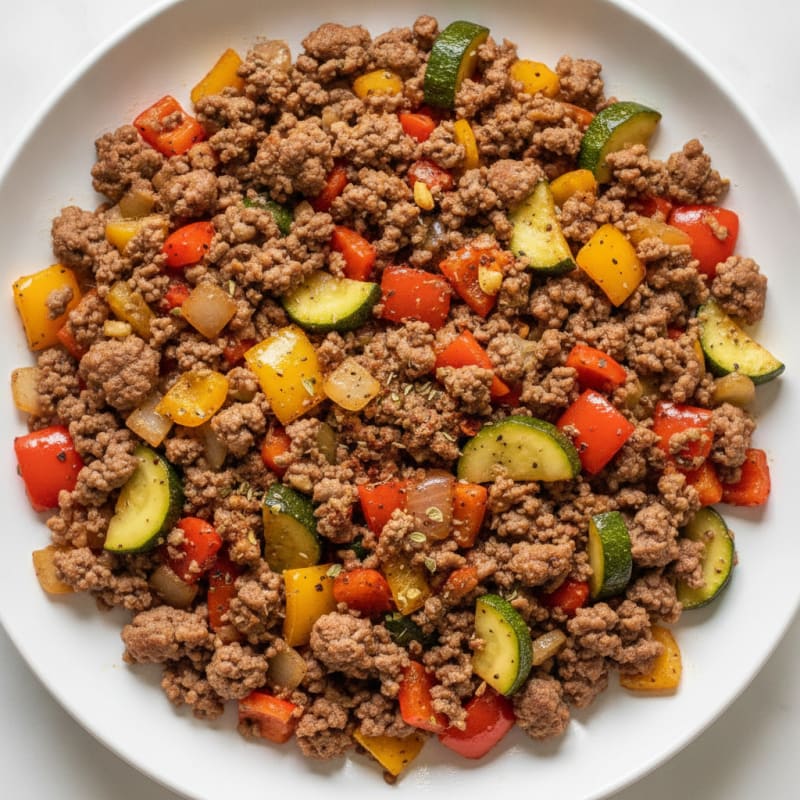 Savory Ground Beef and Summer Vegetable Skillet