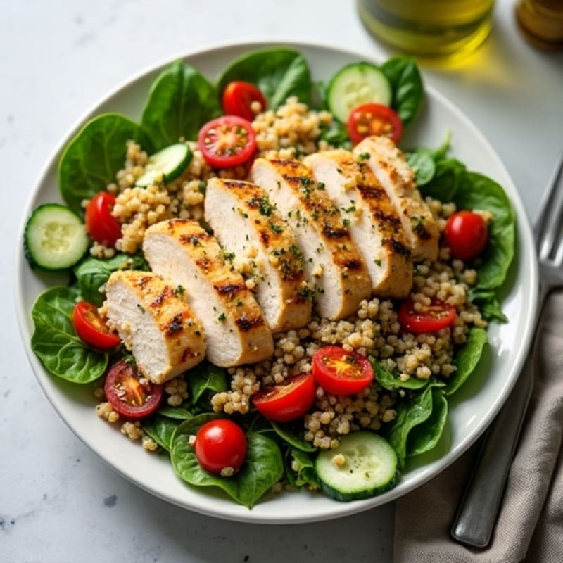 Grilled Chicken Salad with Spinach and Quinoa