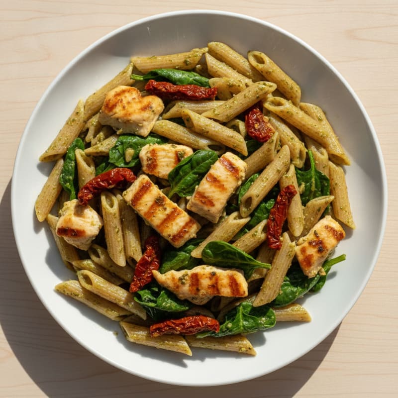 Pesto Chicken Pasta with Sun-Dried Tomatoes
