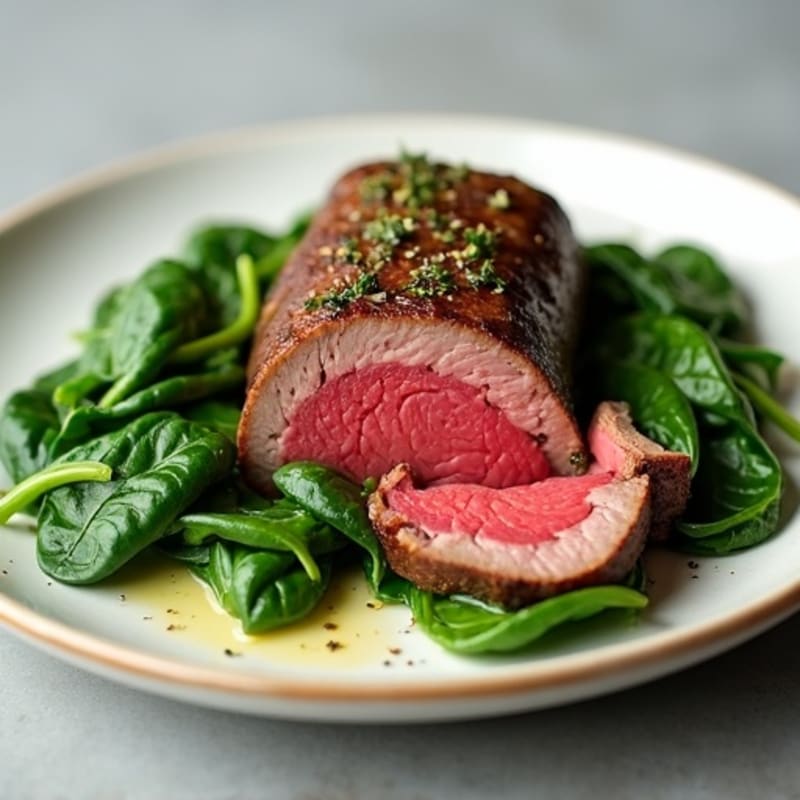 Garlic-Herb Rolled Flank Steak with Spinach
