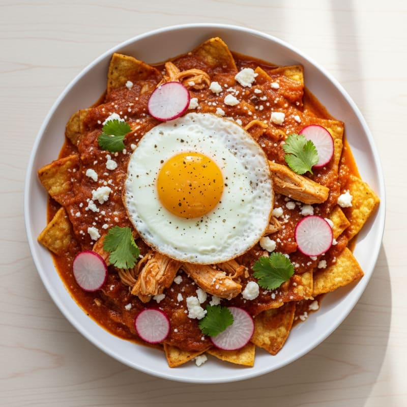 Chilaquiles with Salsa Roja and Cotija