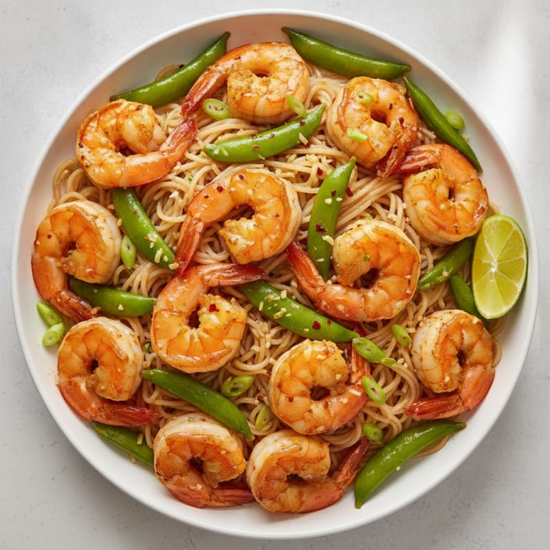 Ginger-Garlic Shrimp with Rice Noodles