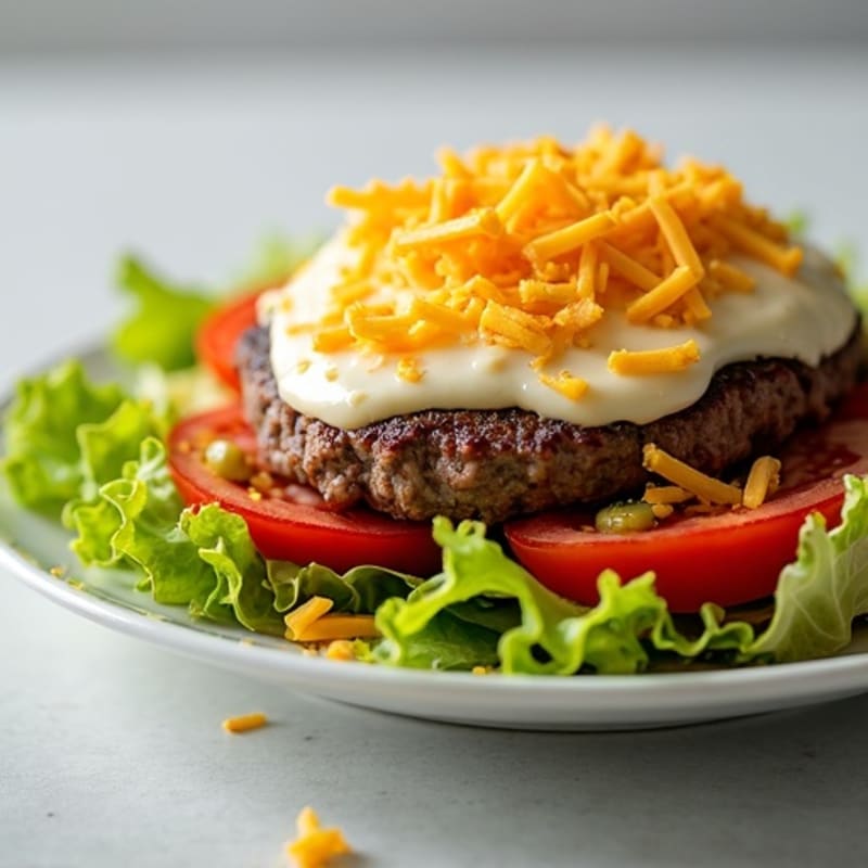 Lean Ground Beef Cheeseburger Salad with Creamy Special Sauce