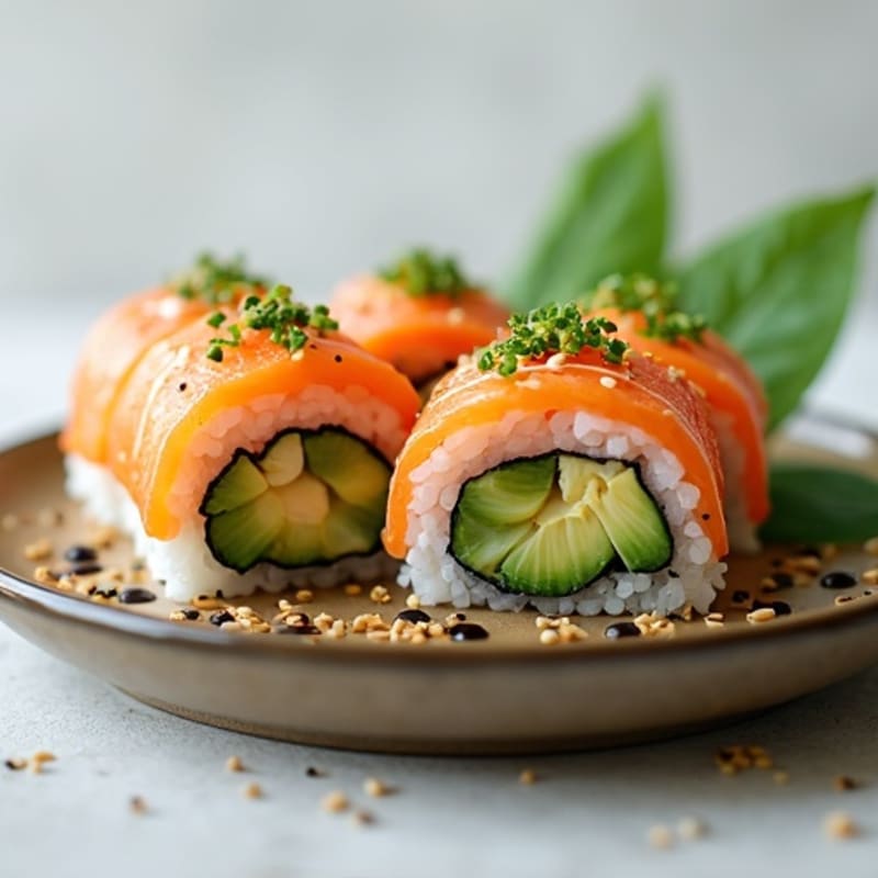 Fresh Salmon and Avocado Nori Rolls