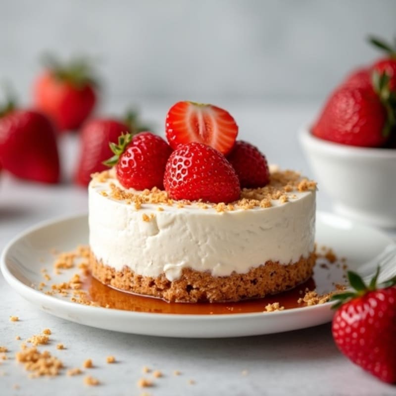 Creamy Cottage Cheese Protein Cheesecake with Fresh Strawberries