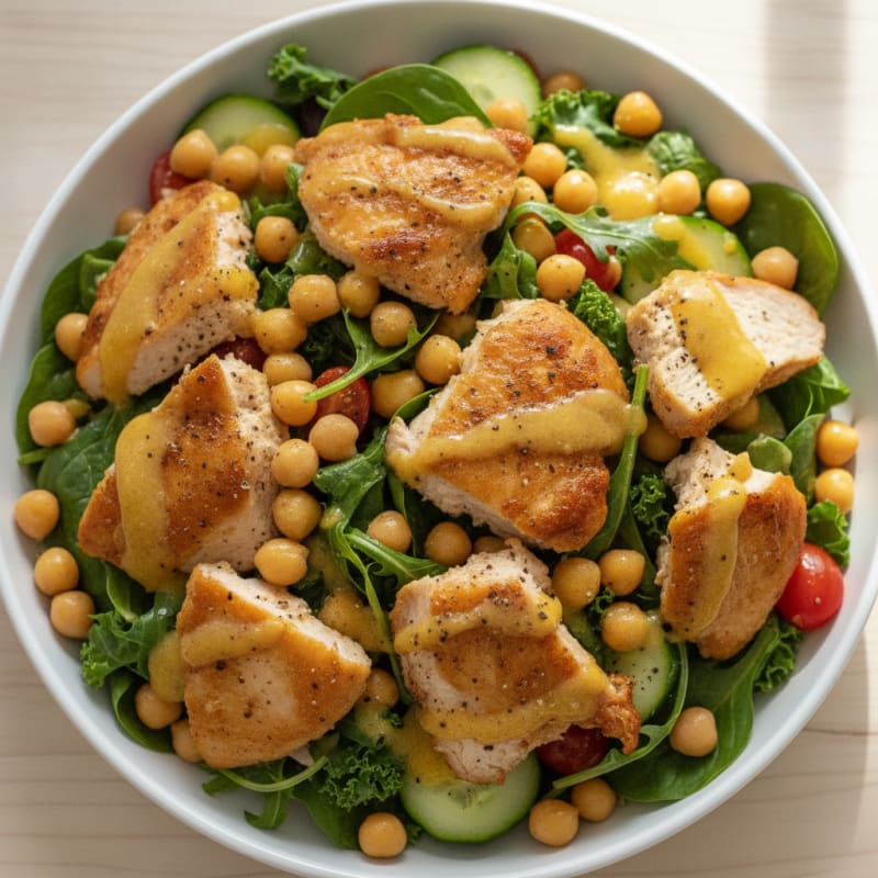 Roasted Turkey Breast Salad with Fresh Greens and Chickpeas