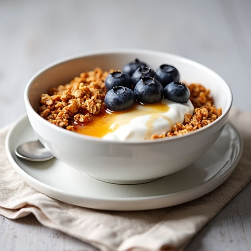 Vanilla-Honey Greek Yogurt Power Bowl with Crunchy Protein Granola