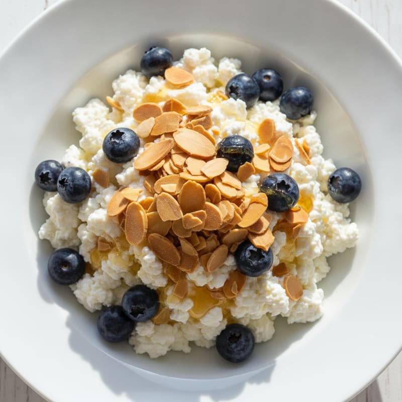 Cottage Cheese Berry Parfait with Toasted Almonds