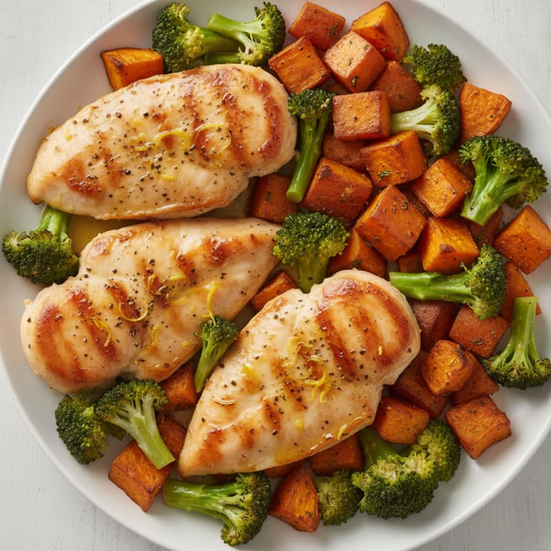 Lemon Herb Chicken with Roasted Sweet Potatoes