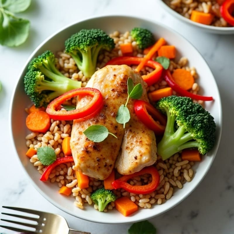 Chicken and Brown Rice Stir-Fry with Crisp Vegetables