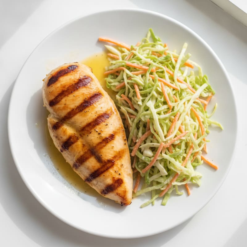 Grilled Chicken Breast with Crunchy Cabbage Slaw