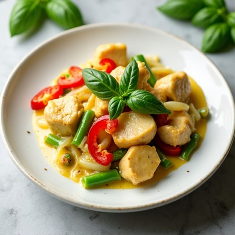 Creamy Coconut Green Curry Chicken with Basil
