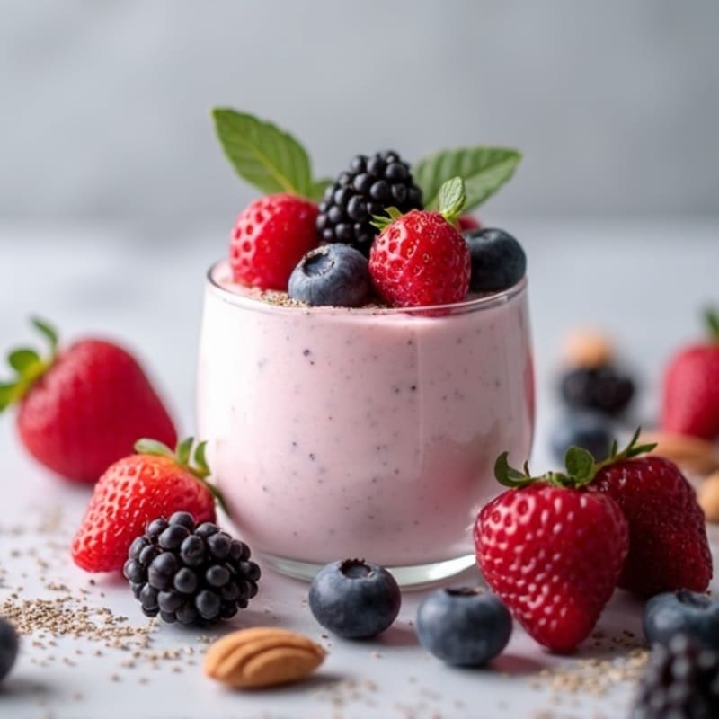 Greek Yogurt Protein Mousse with Mixed Berries
