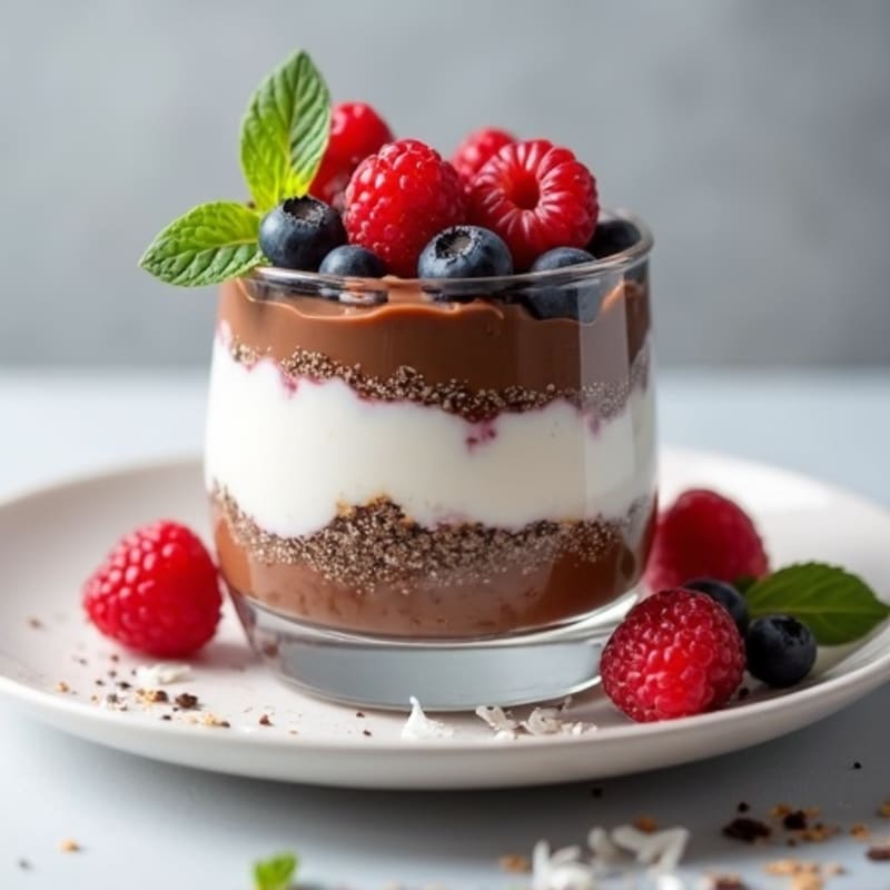 Chocolate Protein Yogurt Parfait with Mixed Berries