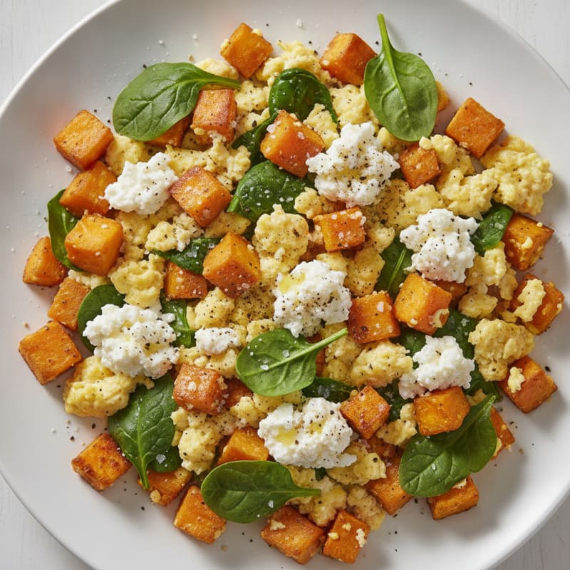 Sweet Potato and Cottage Cheese Scramble