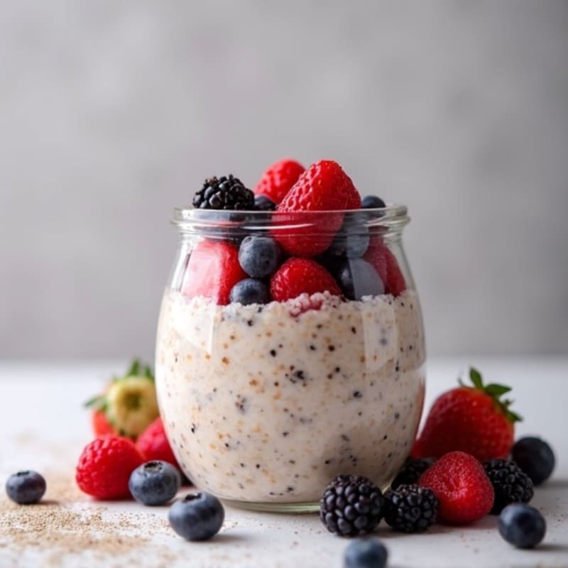 Vanilla-Berry Protein Overnight Oats