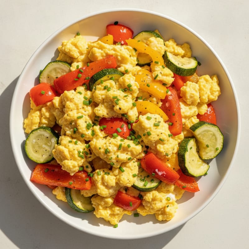 Hearty Scrambled Eggs with Roasted Vegetables