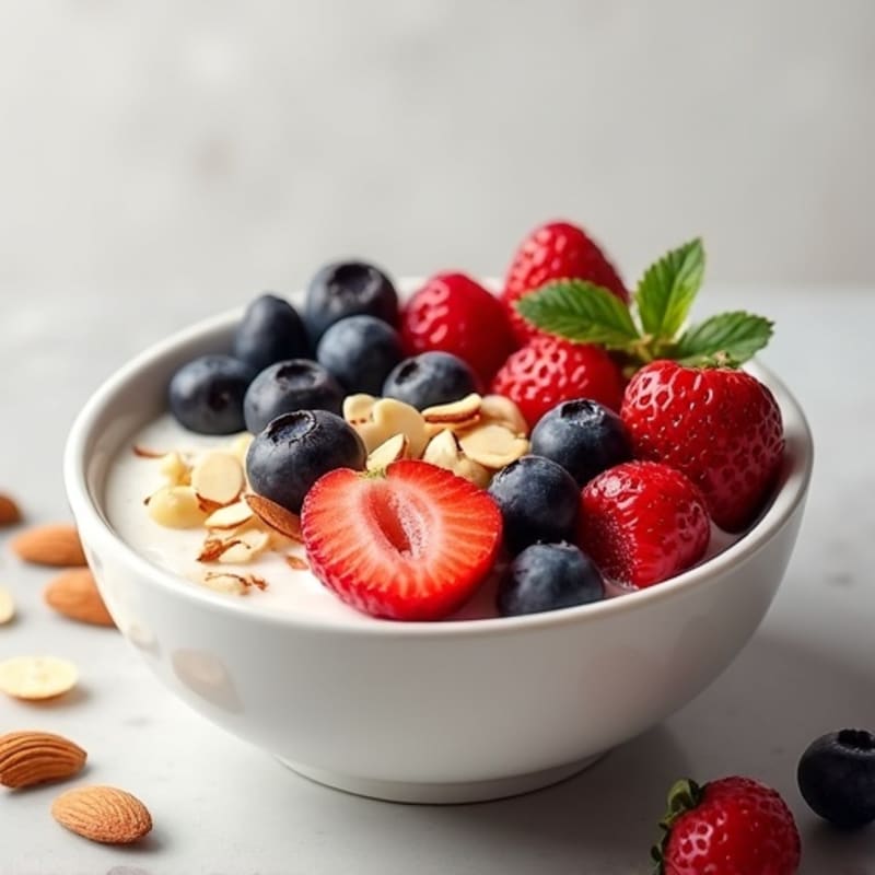 Silky Greek Yogurt Protein Bowl with Mixed Berries and Almonds