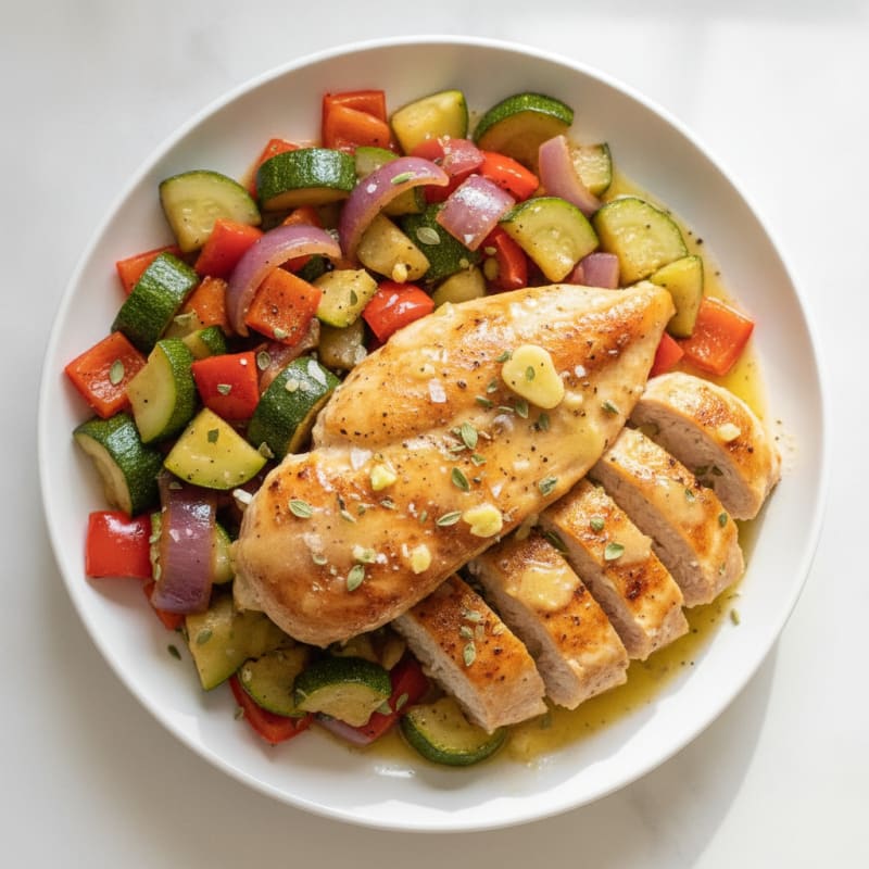 Lemon-Herb Chicken and Sautéed Garden Vegetables