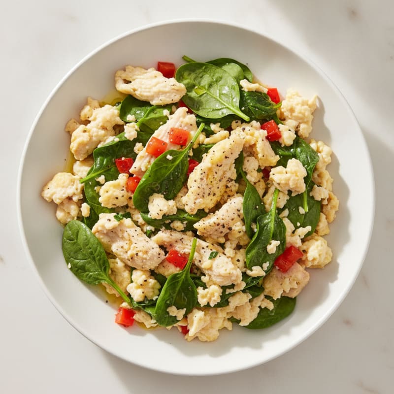 Egg White Spinach Scramble with Turkey Breast