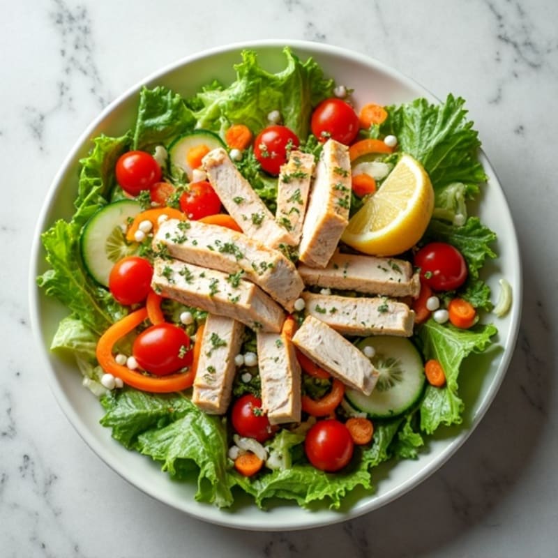 Chopped Chicken Salad with Fresh Greens, Crunchy Veggies, and Creamy Lemon-Herb Dressing