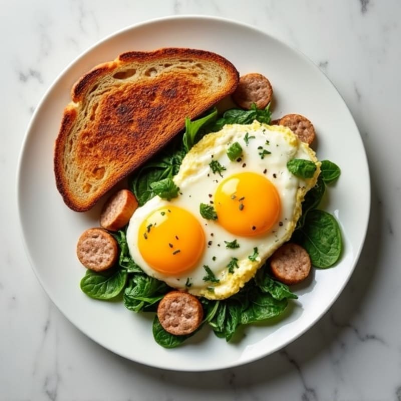 Egg White Scramble with Turkey Sausage and Spinach