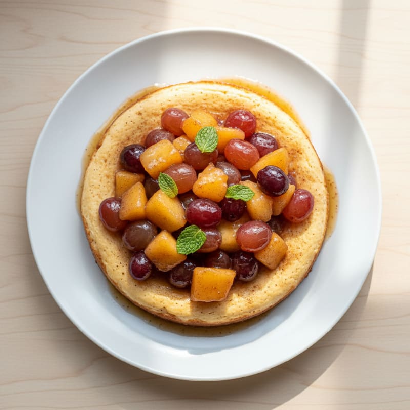 Protein Cheesecake with Grape and Apple Compote