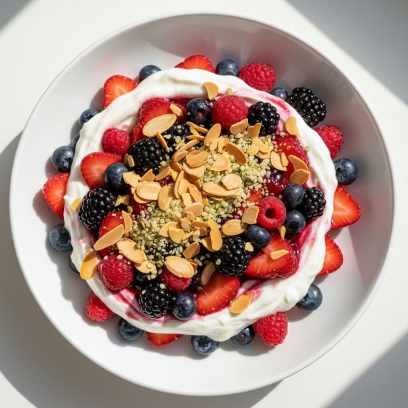 Greek Yogurt Protein Parfait with Mixed Berries