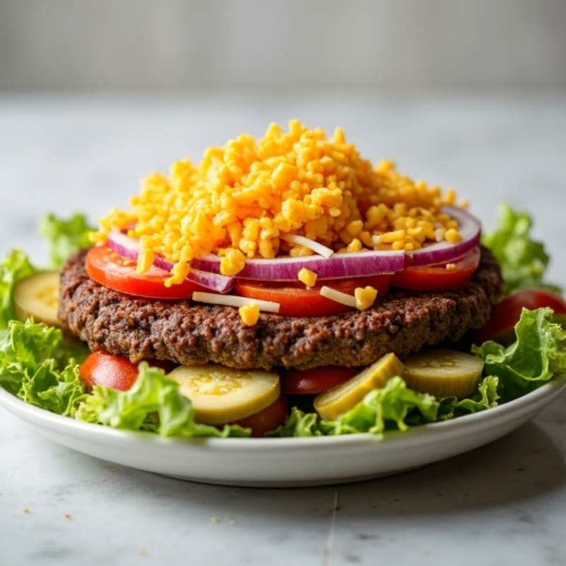 Protein-Packed Ground Beef Big Mac Salad with Creamy Tangy Dressing