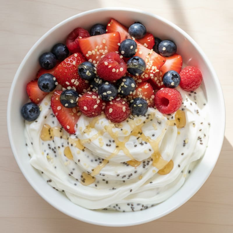 Creamy Greek Yogurt Bowl with Chia Seeds and Mixed Berries