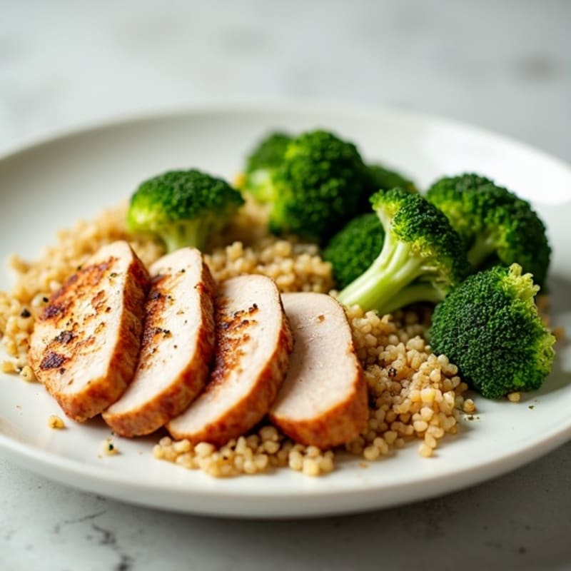 Seared Turkey Breast with Steamed Broccoli and Quinoa