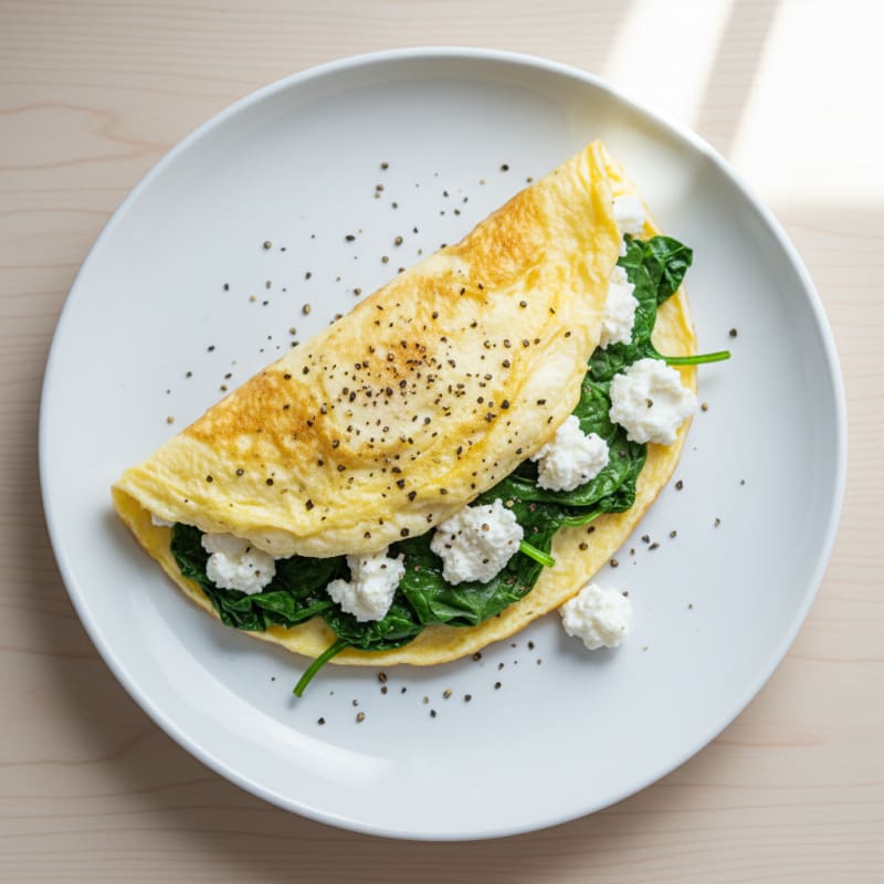 Egg White Spinach Omelet with Cottage Cheese