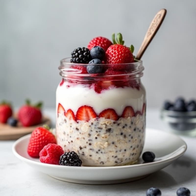 Creamy Overnight Oats with Berries and Chia Seeds