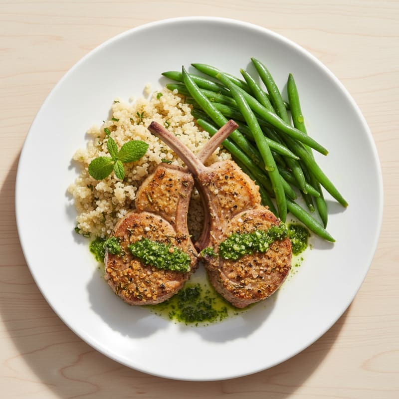 Tender Herb-Crusted Lamb Chops with Zesty Mint
