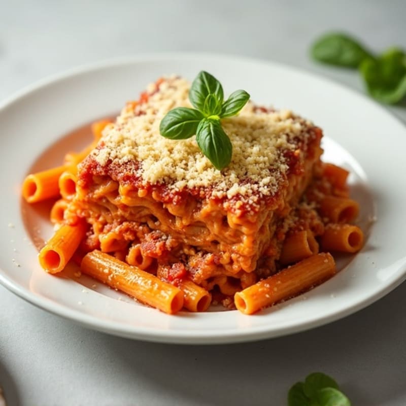 Lean Ground Turkey Whole Wheat Baked Ziti with Crispy Topping