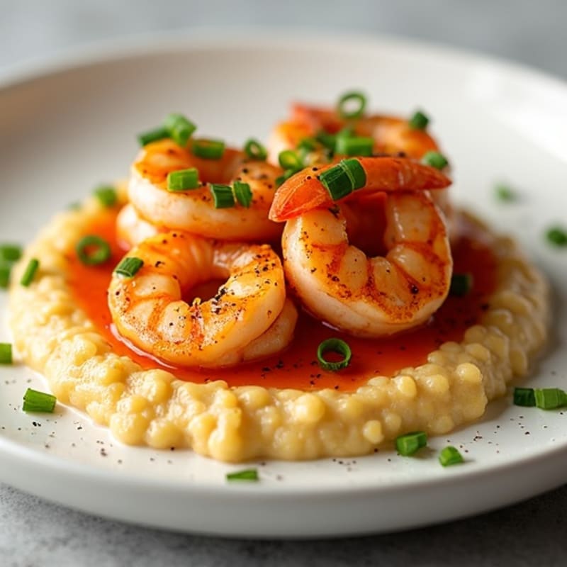 Spicy Pan-Seared Shrimp with Creamy Whole Grain Grits