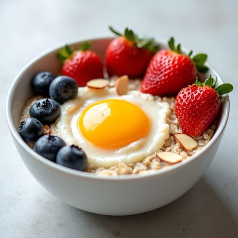 Fluffy Egg White Oatmeal Bowl with Fresh Berries