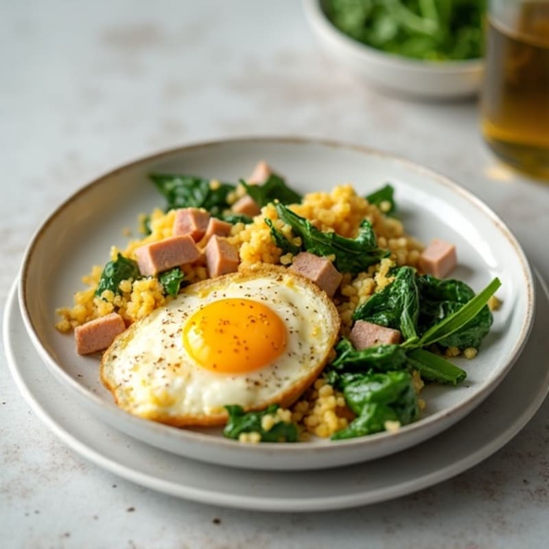 Cottage Cheese Scramble with Spinach and Smoked Turkey