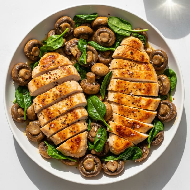 Smoky Garlic Butter Roasted Mushrooms with Seared Chicken