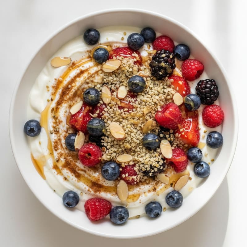 High-Protein Berry and Hemp Yogurt Bowl