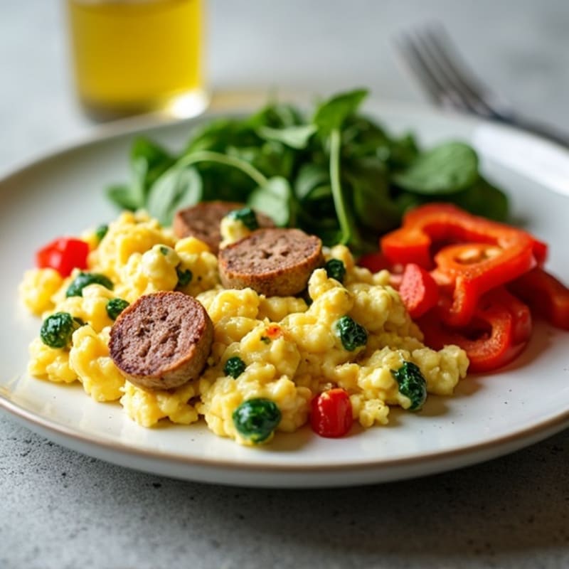 Egg White Scramble with Spinach and Turkey Sausage