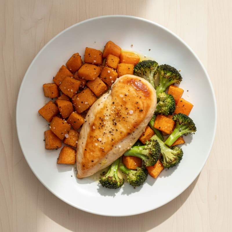 Simple Baked Chicken and Roasted Vegetables
