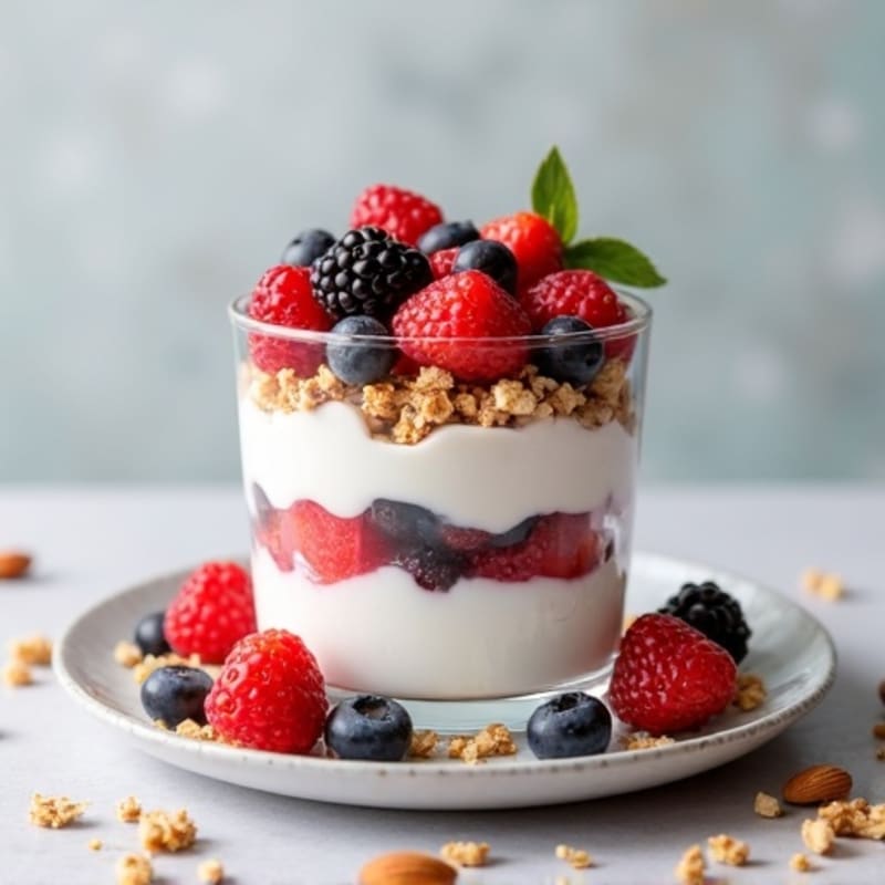 Greek Yogurt Protein Parfait with Berries and Almonds